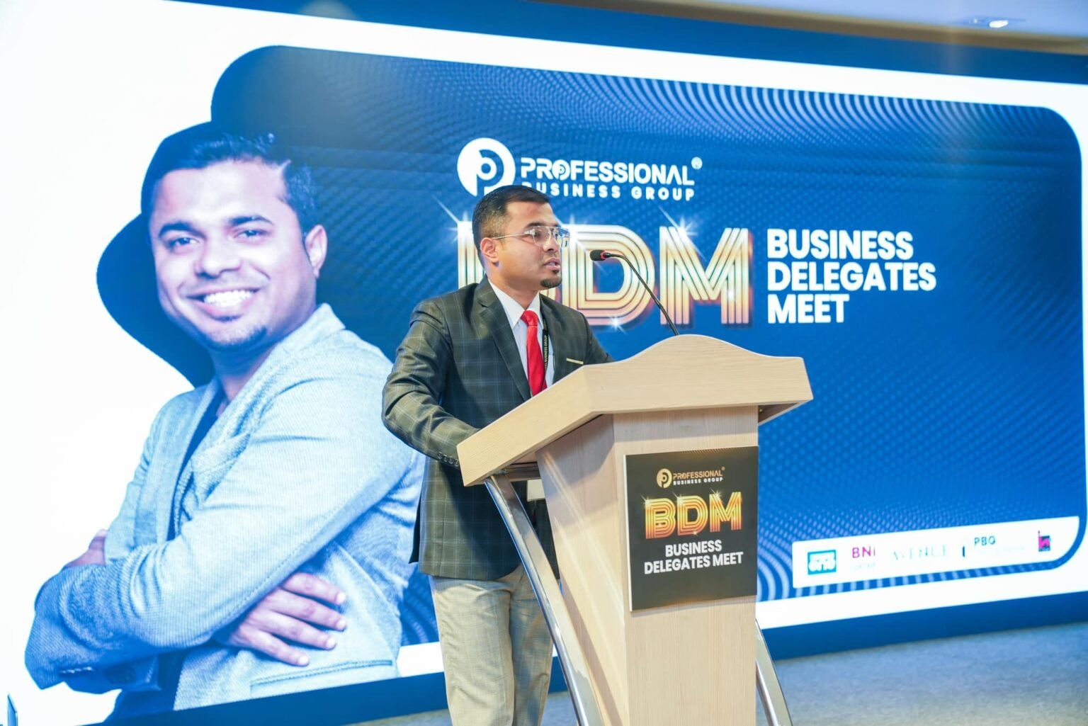 Ali Hassan speaking at Business Delegates Meet